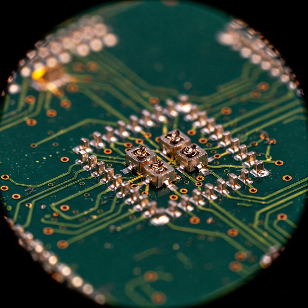 Superconducting qubit chip close-up